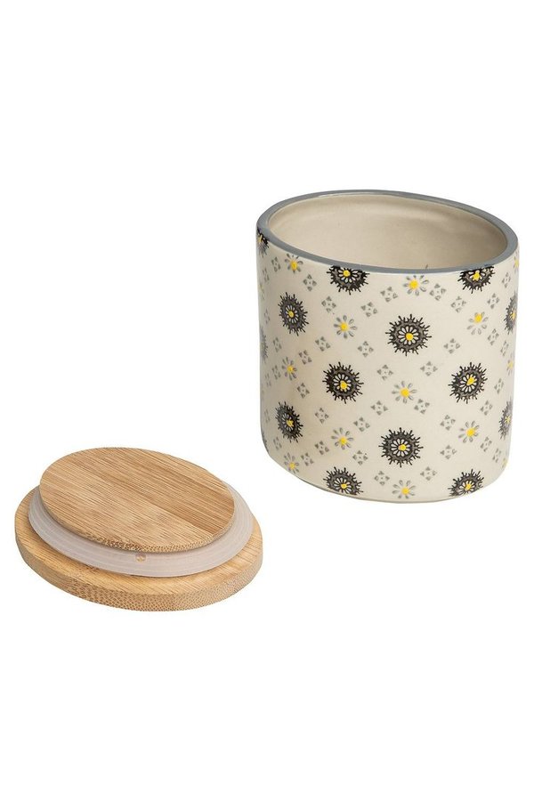 Dose mit Bambusdeckel, oval, Keramik - Tranquillo