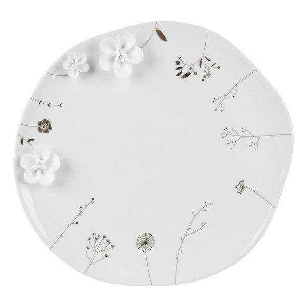 Porzellangeschichten Teller "Blume" weiß/gold, 28 cm - räder