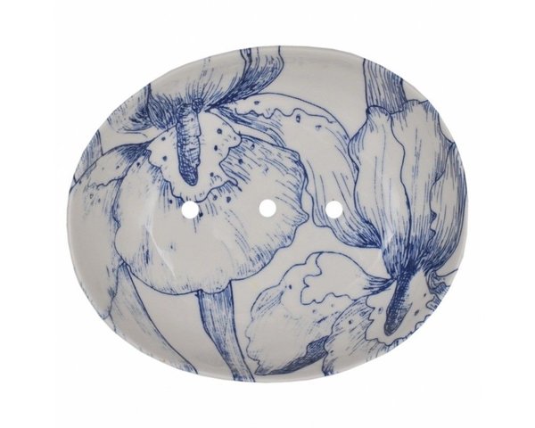 Seifenschale ETSA von Tranquillo, blau gemustert, 13 x 11 cm