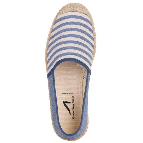 Organic Cotton Espadrilles EVITA PLAIN Blue Stripes - Grand Step Shoes