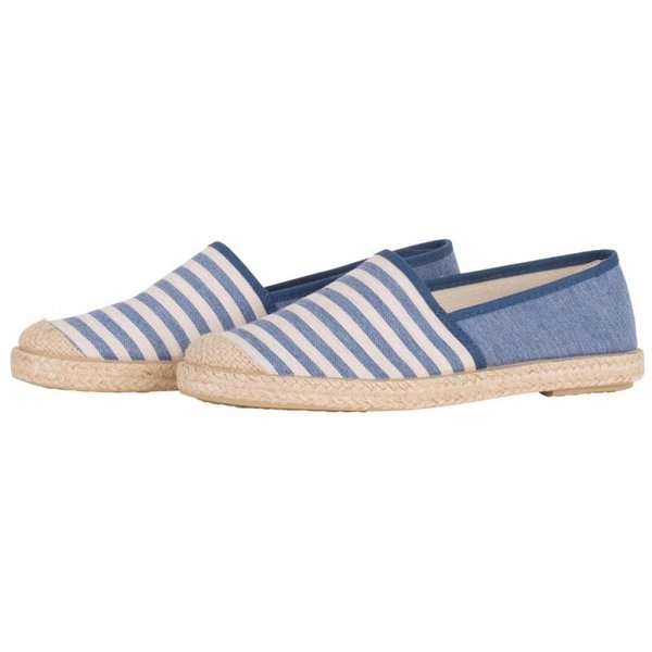 Organic Cotton Espadrilles EVITA PLAIN Blue Stripes - Grand Step Shoes