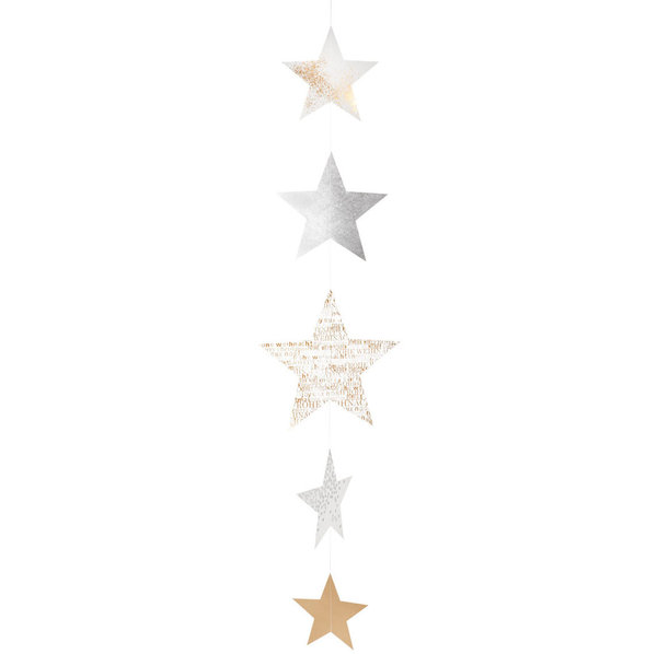 XXL Sternenkette, bedruckt, weiß, gold, silber, 130 cm lang von räder