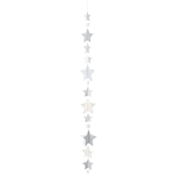 3D Sternenkette mit großen Sternen, weiß/grau, 115 cm lang von räder