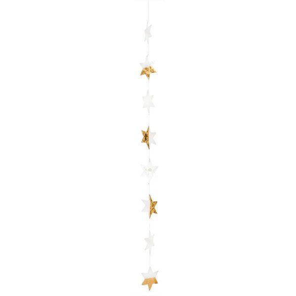 Capiz Sternenkette mit großen Sternen, weiß/gold, 120 cm lang von räder