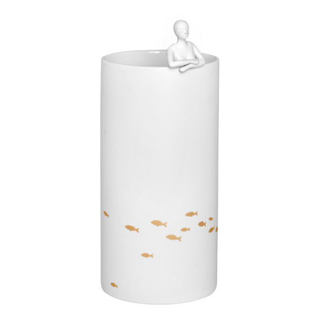 Porzellangeschichten Vase "Badeteich" von räder, weiß, gold