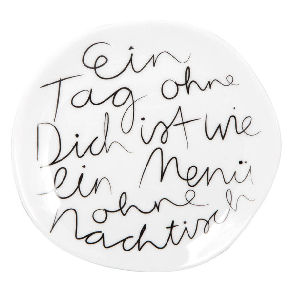 Kleiner Teller "Ein Tag ohne Dich...", Porzellan, weiß, 14 cm - räder