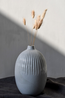 Keramik Vase KARLSBY, hellgrau, 14x22 cm - Storefactory